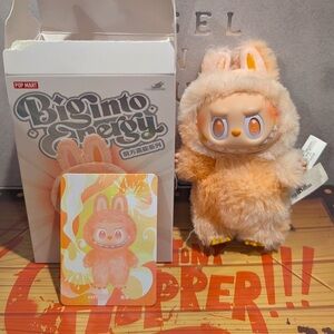 Pop Mart Big into Energy blind box vinyl face plush labubu “Happiness”